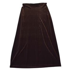 Vintage Express Tricot Brown Velvet Maxi Skirt Size Large Y2K 90s